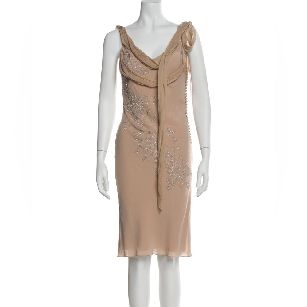 Christian Dior - John Galliano 2000s Nude Champagne silk bias slip dress. Size S